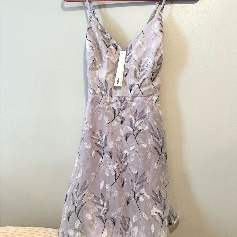 New Aqua purple Floral Spaghetti Strap Dress